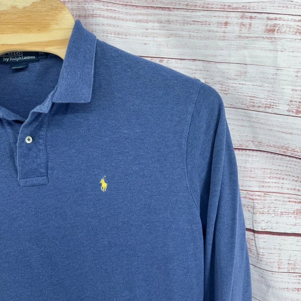 Polo Ralph Lauren  Polo Shirt Mens XL Blue Long Sleeve Cotton Casual‎